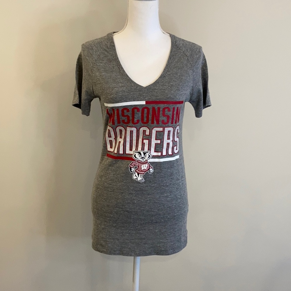 Adidas Wisconsin Badgers V neck T Shirt